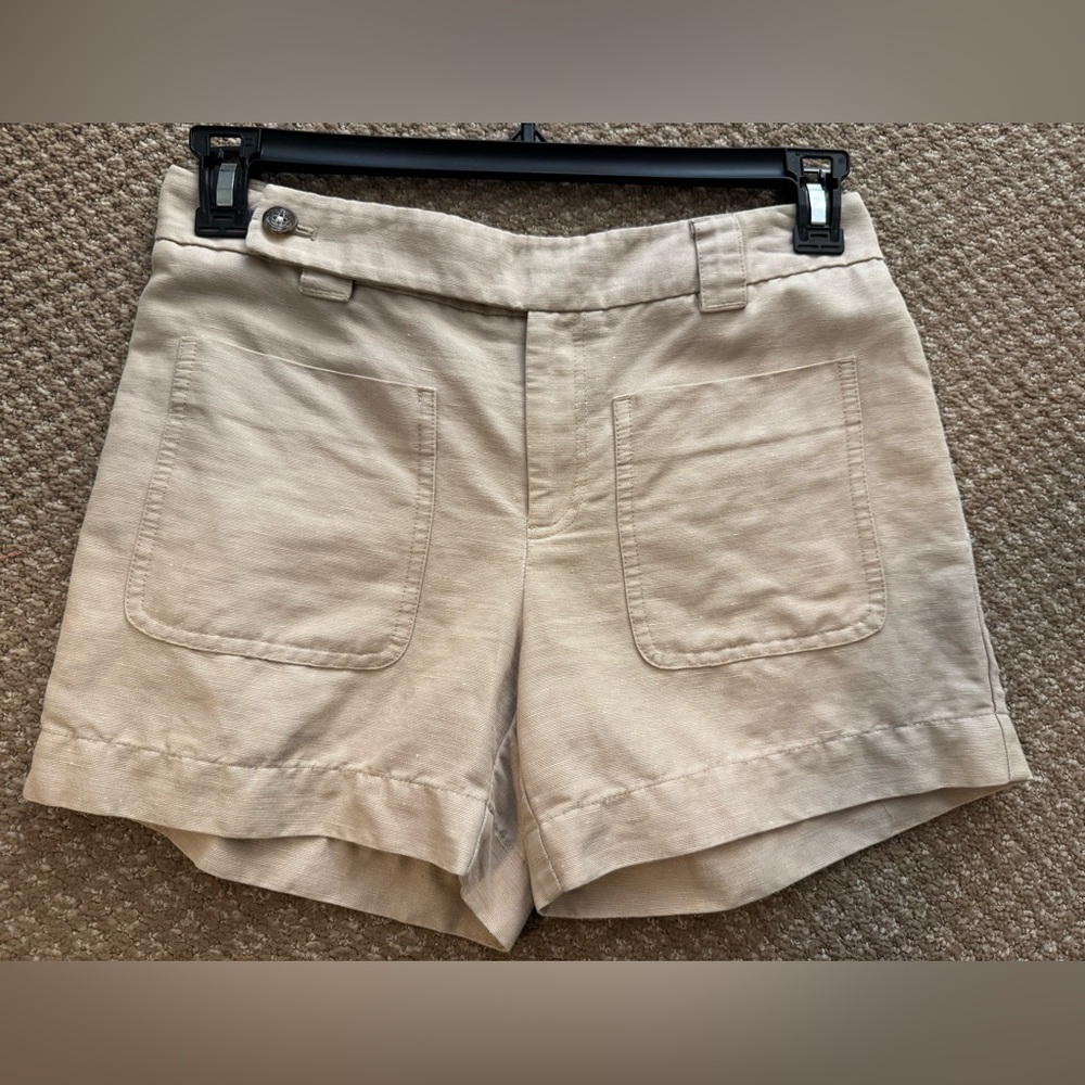 Women's Beige Linen Blend Shorts